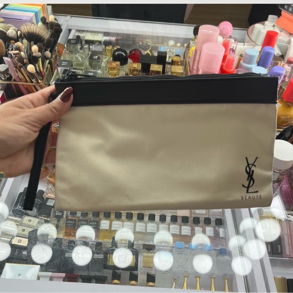 YSL Beaute Black and Tan Pouch